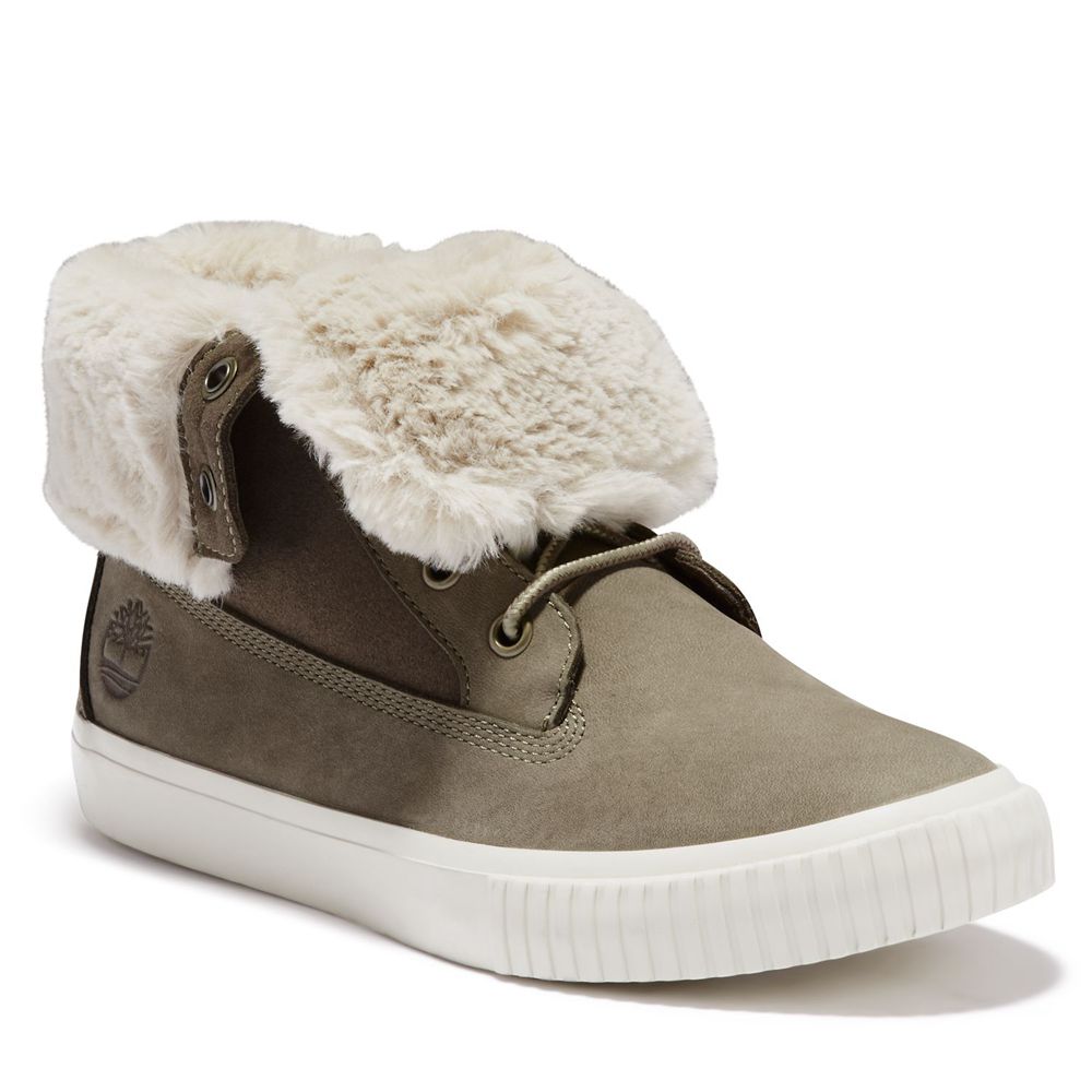 Botas de Nieve Timberland Mujer Skyla Bay Fleece Fold-Down Verde Oliva - Chile NAL-178325